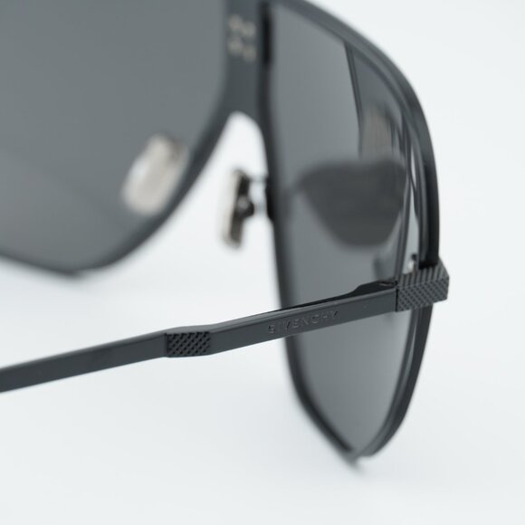 Givenchy GV40087U 01A Sunglasses Shiny Black Shield Frame, Grey Lenses main image 8